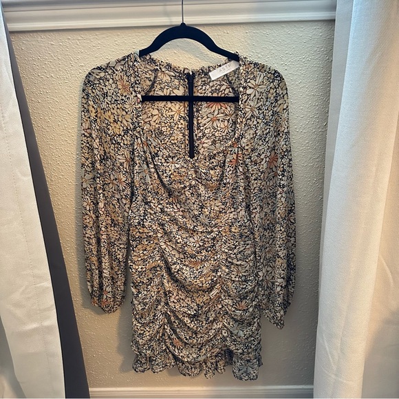 ASTR the Label Marcella Ruched Floral Mini Dress - BLACK-YELLOW FLORAL / M - Picture 7 of 10